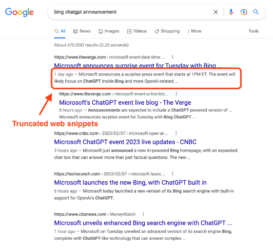 Google results